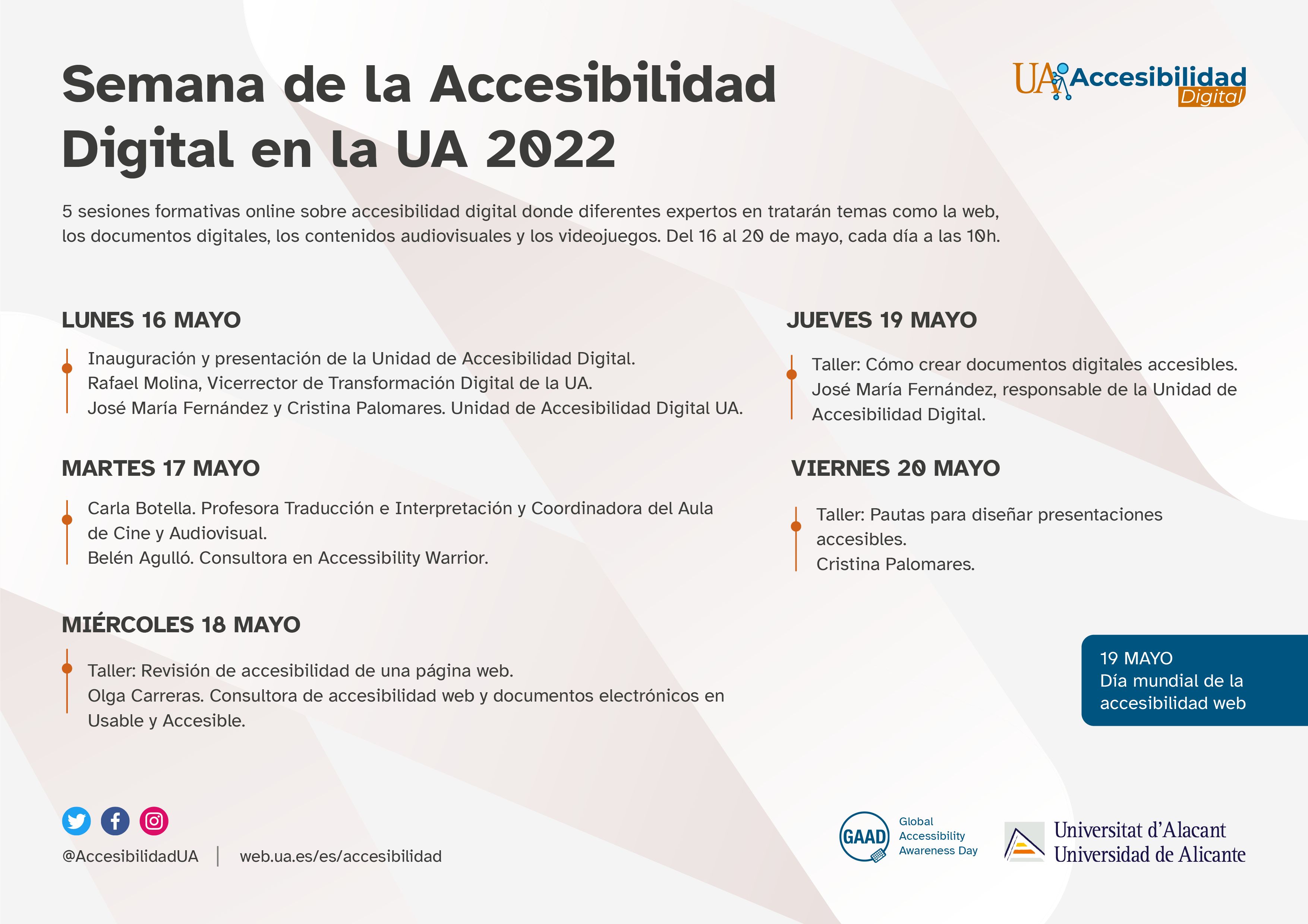 Programa de la Semana de la Accesibilidad 2022 de la Universidad de Alicante